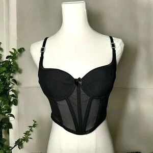 Black  rhinestone details bustier S